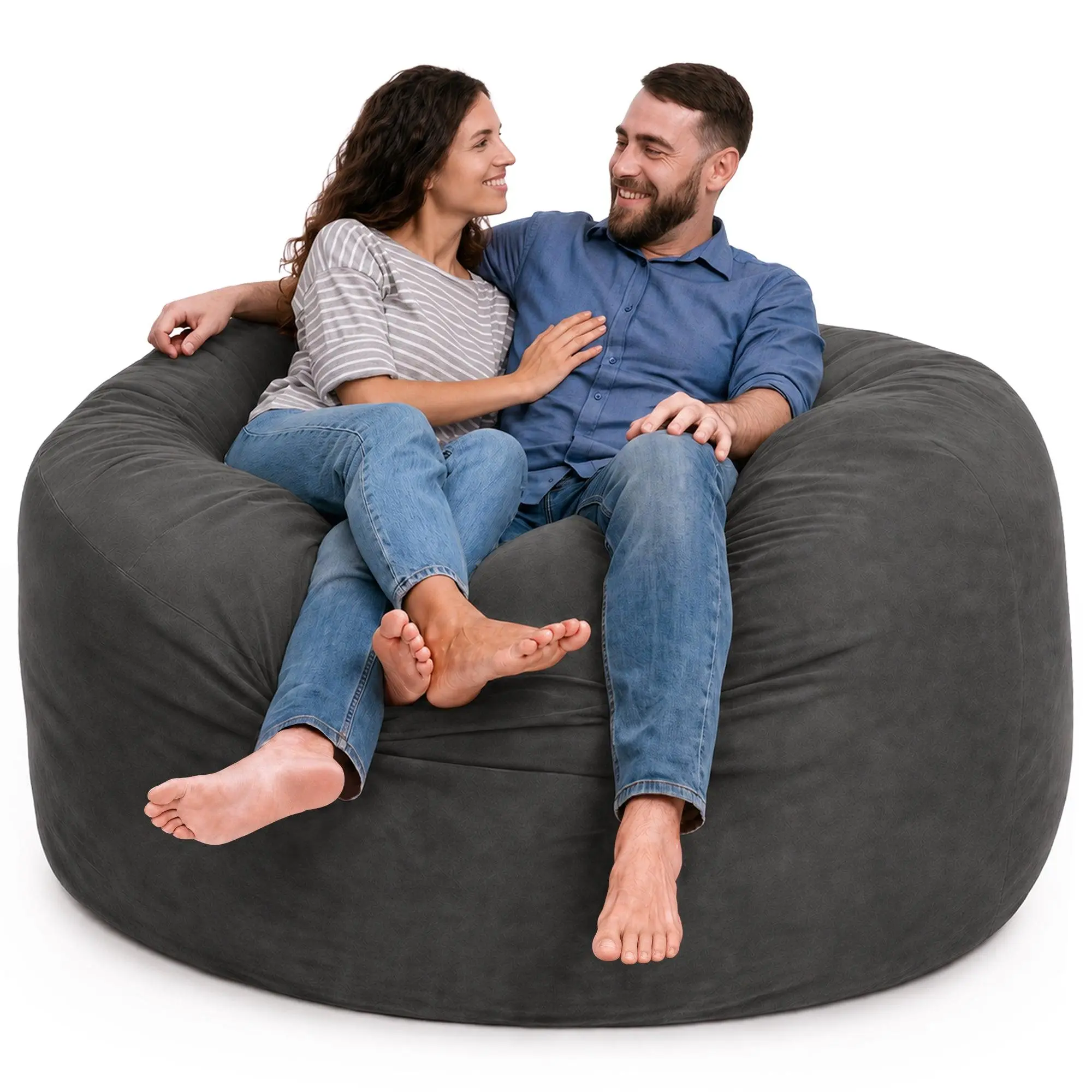 Ultimate Sack 6ft Bean Bag Chair, Oversized Indoor Comfy Lounger, Grey Suede