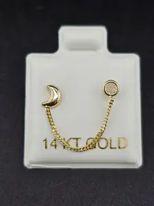 14K Gold Earrings - Quarter Moon