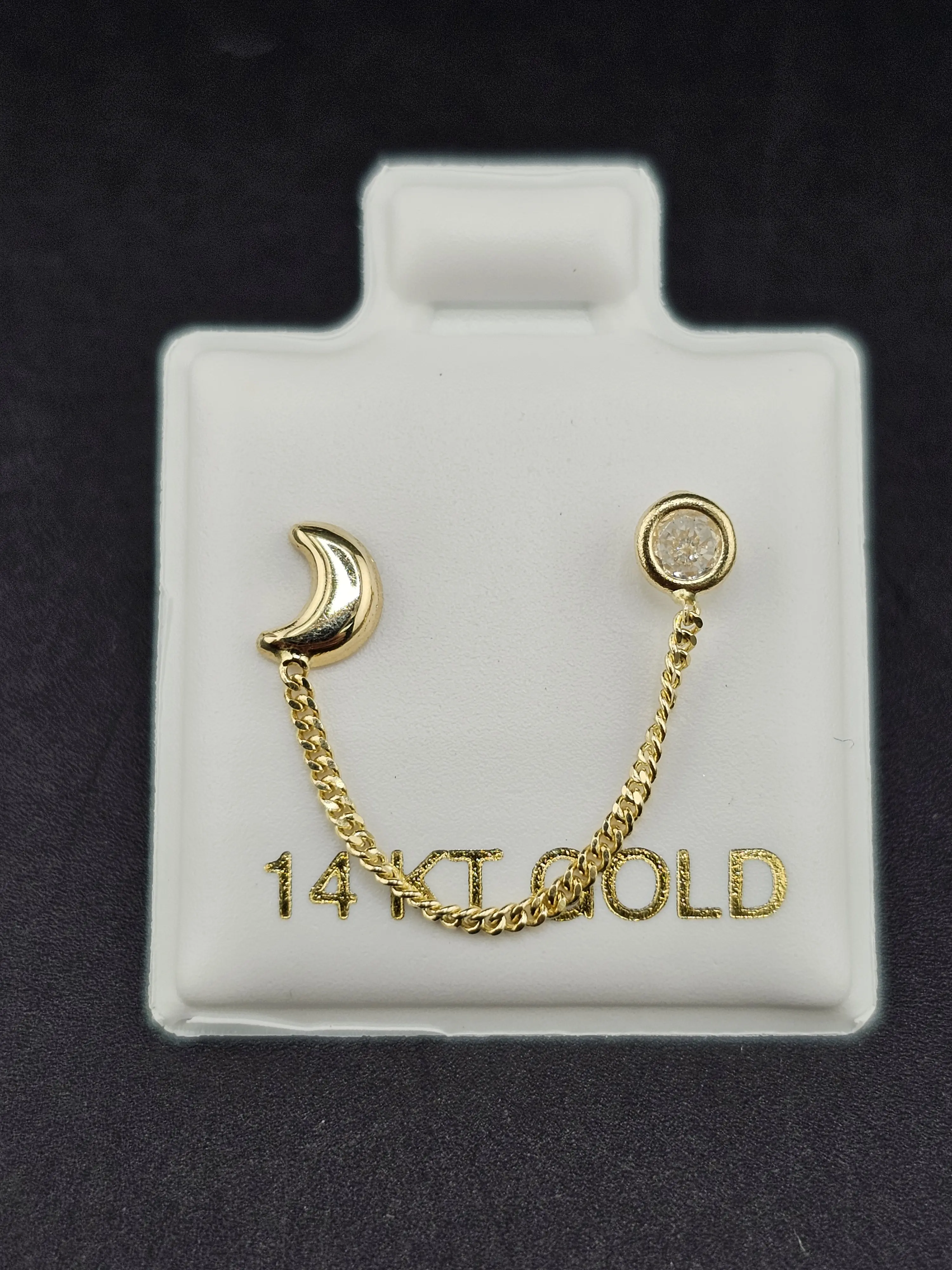 14K Gold Earrings - Quarter Moon