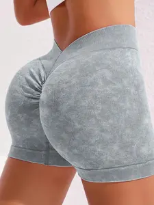 Sport Studio Women's Matte Gym Shorts with Sexy Ruched Back Design, Elastic and Comfortable Yoga Shorts for Fitness and Workouts, High Stretch Shorts, Athletic Wear Shorts