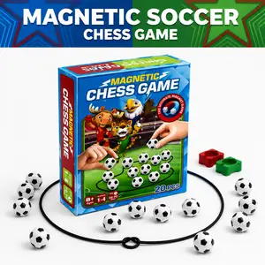Magnetic Soccer Chess Game, Family Party Strategy Board Game with 20 Magnetic Soccer Balls, Portable Indoor Game for Kids, Teens & Adults, 2–4 Players, Game Night Fun