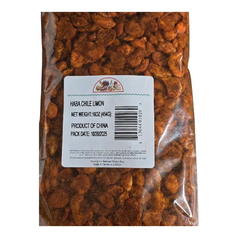 Haba Con Chile y Limon 16oz Con cascara y sin cascara- Tangy & Spicy Chile-Limón Flavor Extra Crunchy Roasted Broad Beans Perfect for Snacking Sharing or Party Mixes