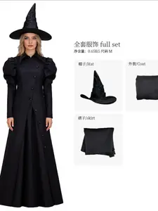 Women's Halloween Witch Costume Set, Dress + Witch Hat, Long Robe Role Play, Perfect for Party Holiday Occasions