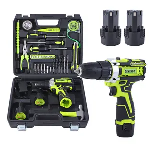 Devenbo Tool kit (95pieces) With 12v Cordless Power Drill Two Batteries And Carrying Case--- Perfect Gift For Him DIY Projects, home fixes, furniture Assembly.  drill Repair