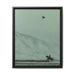 Cowboy on horse and b2 spirit flying poster, frame not included - america western , mountain , gift for men and women