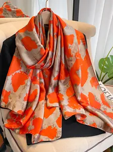 Women's Random Print Silk Textured Blanket Scarf, Lightweight Multi-use Shawl for Beach & Travel, Fashion Accessories for Daily Wear