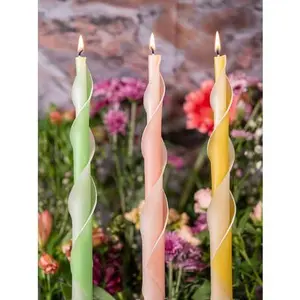 Pastel 3-Pack Double Spiral Beeswax Candles