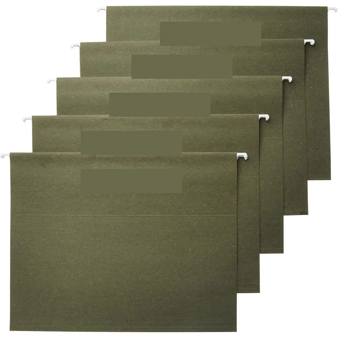 Hanging File Folders with Adjustable Tabs, Sturdy Expandable Document Organizer, Letter Size 8.5x11 inch, Green, 25-Pack