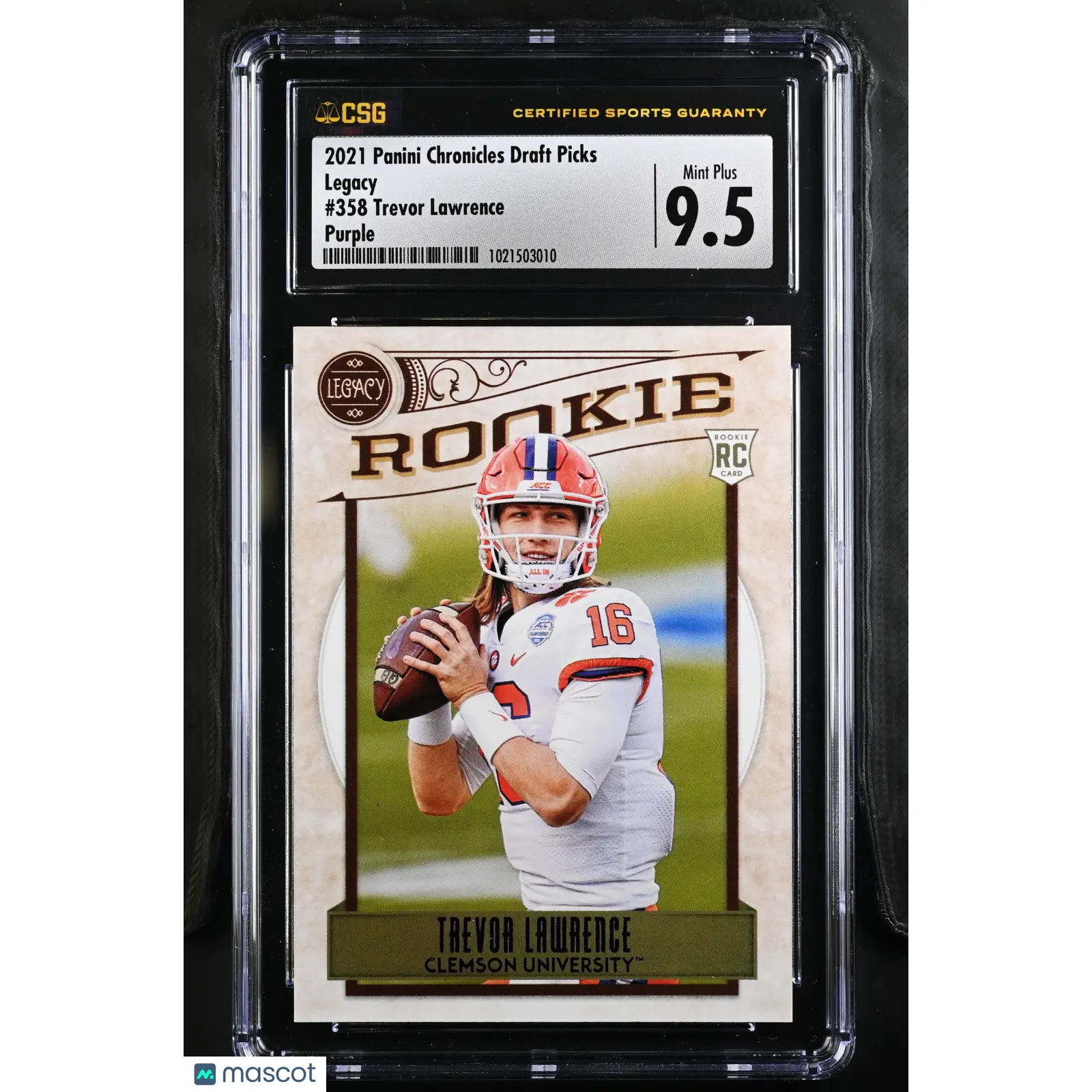 2021 Panini Chronicles Draft Trevor Lawrence Purple 23/49 Rookie Legacy CGC 9.5