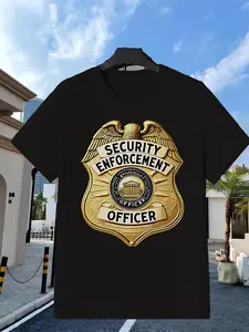Men'S & Women'S Security Officer Badge Police Uniform T-Shirt |   All-Season Casual Wear for Sport Fans |   Playful Design |   Ideal for Gym & Outdoor Activities |   Vintage Style Crew Neck Slight Stretch Fabric Regular Fit