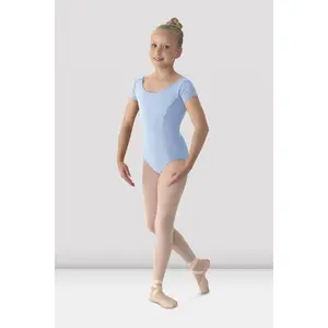 BLOCH - M515C Mirella Classic Short Sleeve Leotard Cotton Girls Light Blue