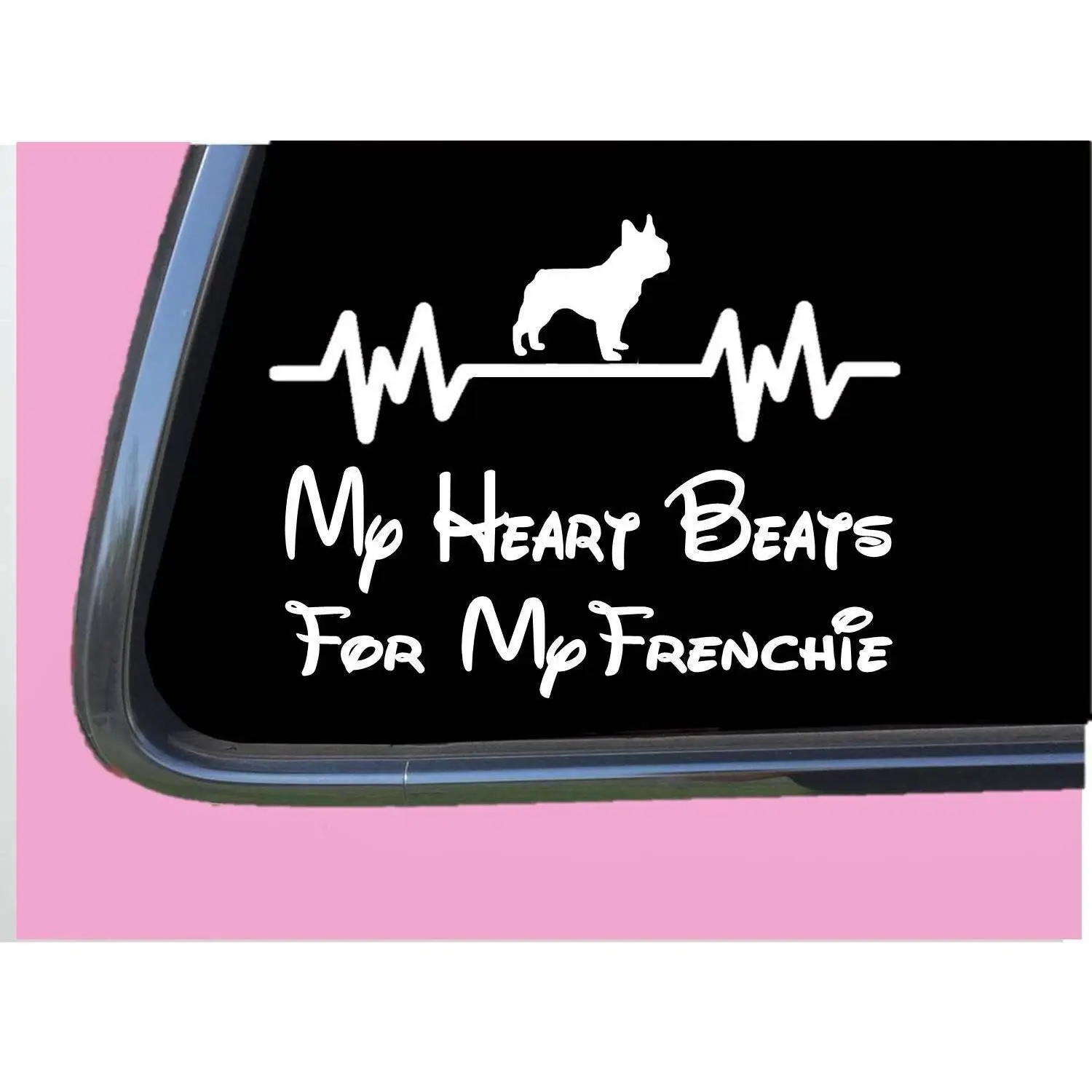 Frenchie Heart Beats for Lifeline TP 383 vinyl 6" dog breed Decal Sticker
