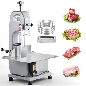 VEVOR Commercial Electric Meat Bandsaw, 1100W Bone Sawing Machine with 12.4" x 18.1" Workbench, 0-4.3" Cutting Thickness, 7 Extra Replacement Blades, for Cutting Bone, Frozen Meat, Pork, Beef & Ribs