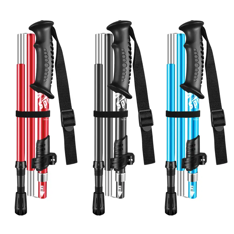 Ultra-light Climbing Stick Folding Professional Outdoor Hiking Stick Easy To Carry Aluminum Alloy Five-section Climbing Stick Retractable Walking Stick