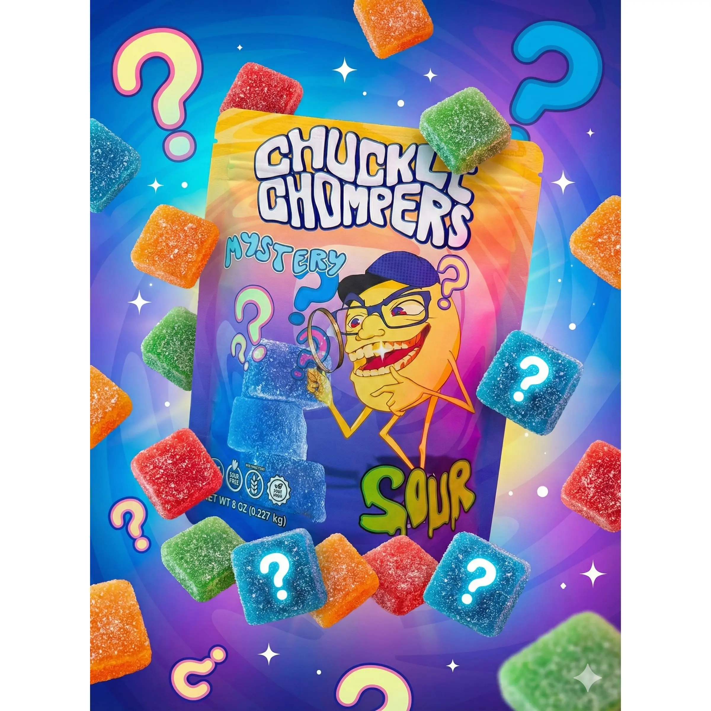 The Mystery Bag Sour Chuckle Chompers - 8 oz Bag (50+ Gummies)