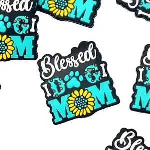 1pc Blessed Dog Mom Silicone Focal Beads | Pet Paw Mama Craft Accessories DIY Beaded Tassel Charms