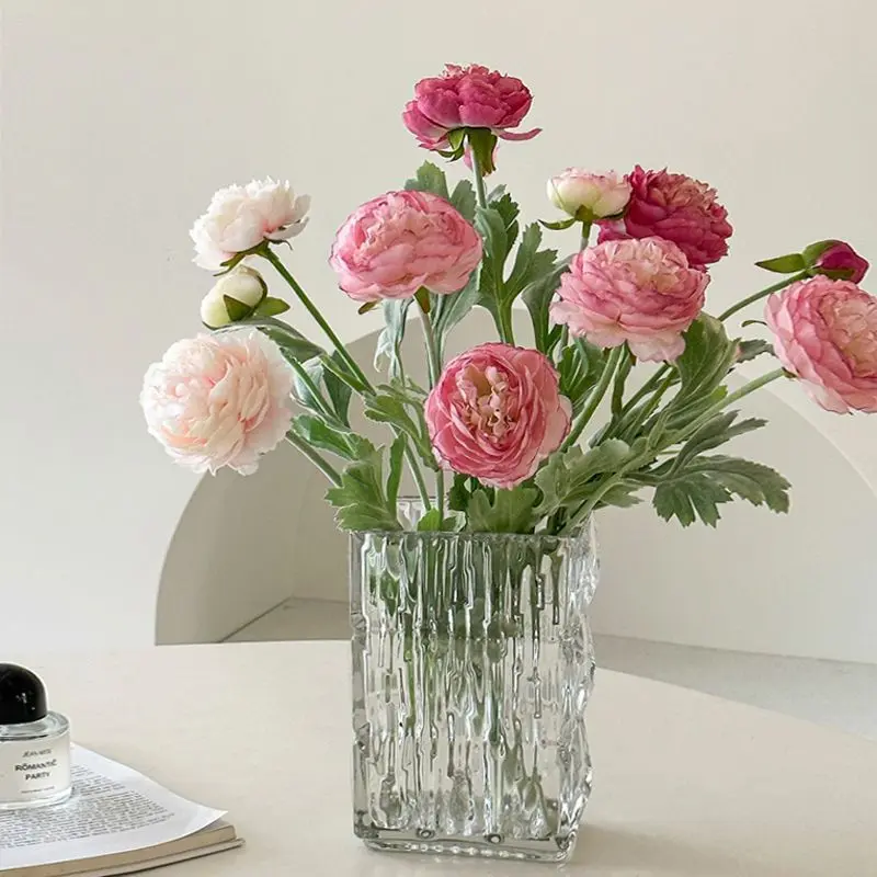 French Style Light Luxury High-Quality Artificial Lotus Flower for Living Room Dining Table Indoor Silk Flower Decoration Peony Decorative Flower garden porch