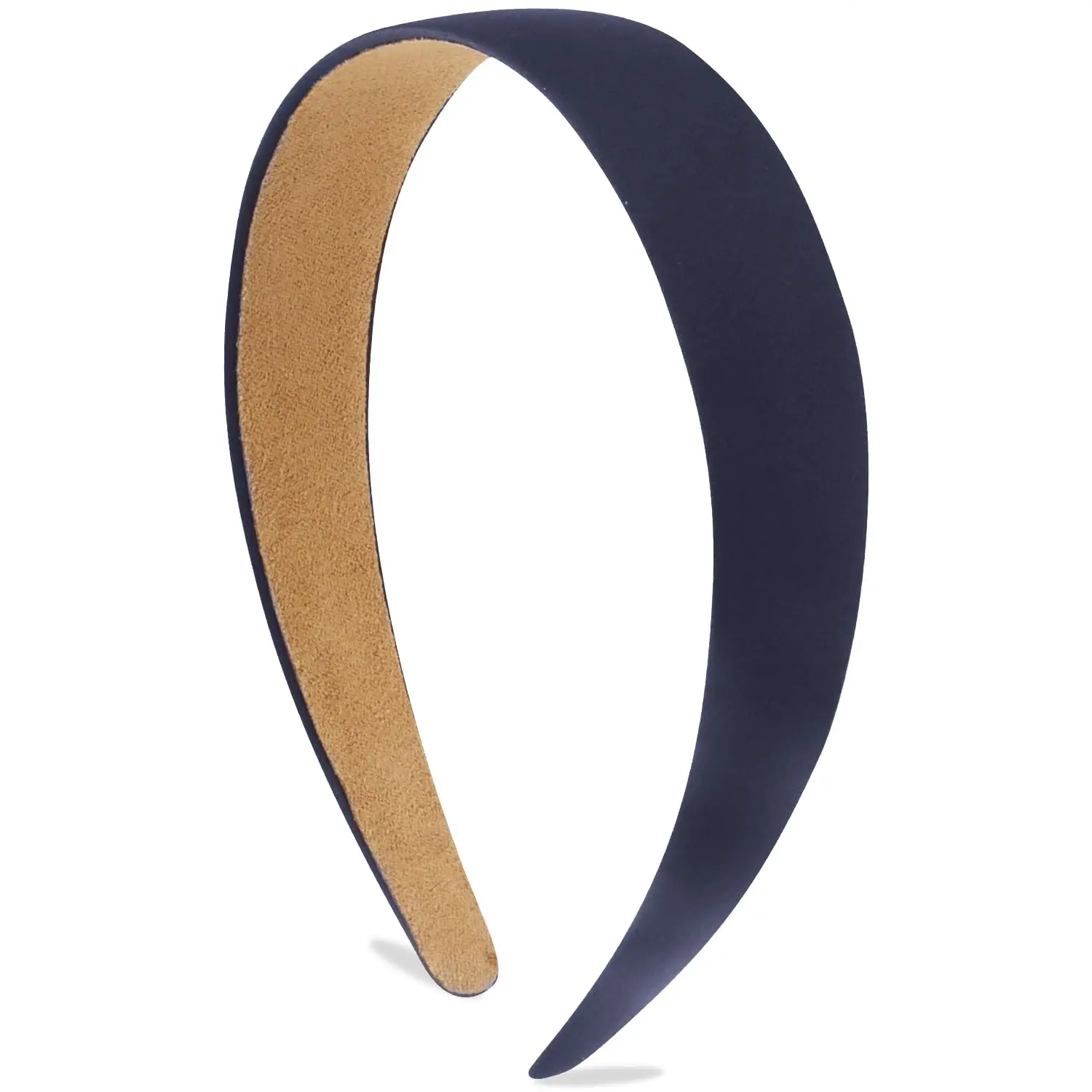 Satin Headbands for Women Girls Navy Blue Headband 1.18 Inch Wide Thin Hard Headbands Non Slip Ribbon Hair Bands Plain Headbands for Crafts DIY Costume Holiday Hair Accessories Gifts