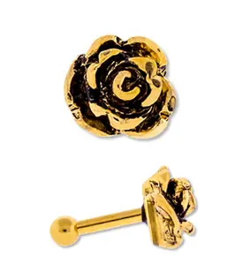 Gold PVD Rosebud Tragus - Cartilage Barbell