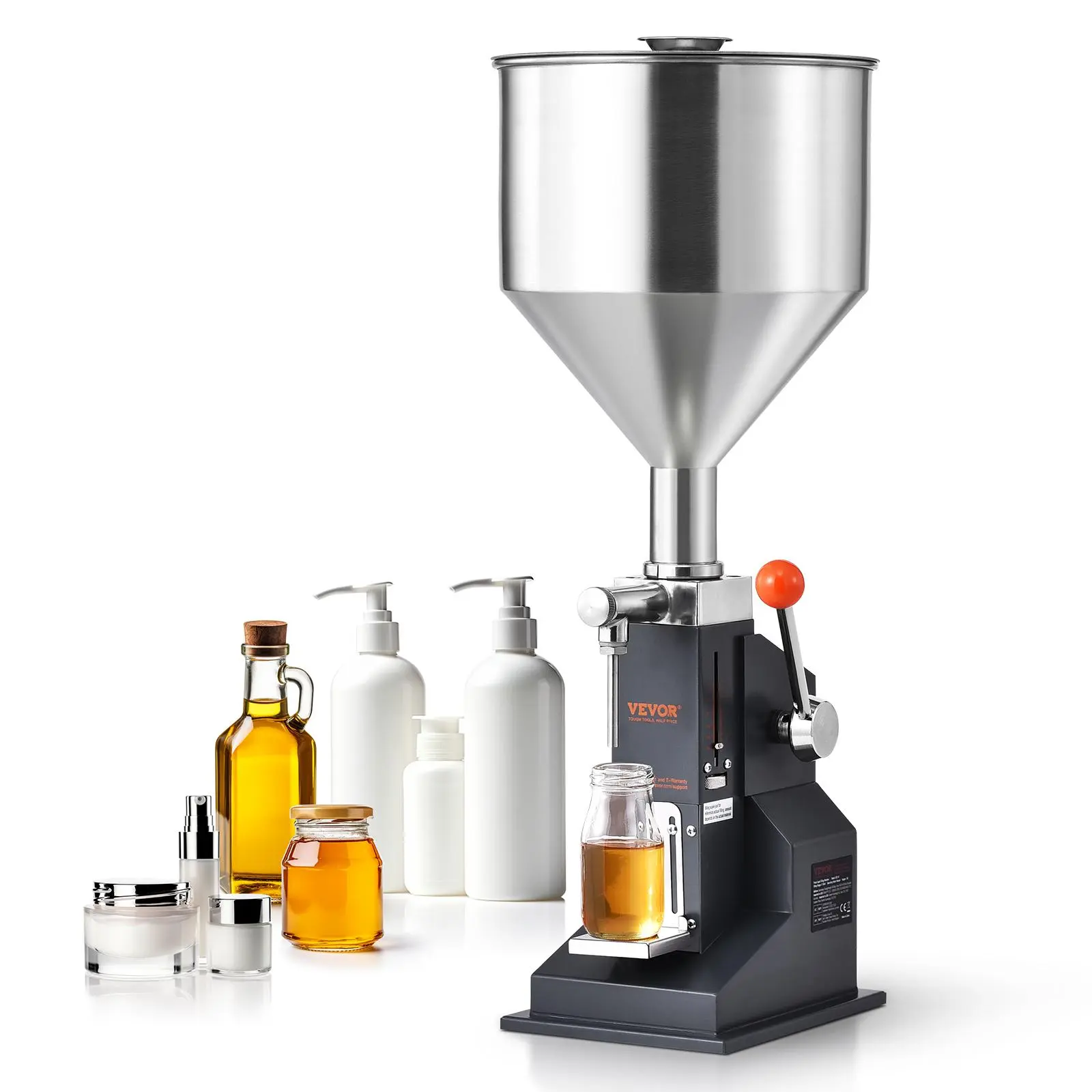 VEVOR Kitchen Utensils Tools Manual Paste & Liquid Filling Machine - 5-100ml Adjustable Fill, Stainless Steel Filler with Scale, Hopper, Pump, Handle, Height Adjustment, Leak-Proof Heat-Resistant Food Measuring Tool for Milk, Water, Effortless Operation