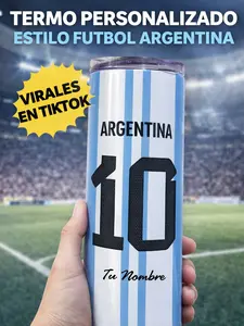 Termo Personalizado 20oz Estilo Fútbol Argentina  | Nombre + Número