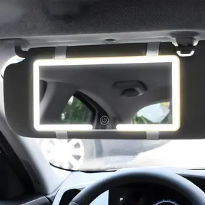 Car Sun Visor Makeup Mirror, LED Touch Screen Adjustable Brightness Auto Interior Makeup HD Mirror, Rechargeable Vanity Mirror,girly car accessories,car stuff
