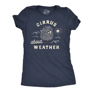 Womens Cirrus About Weather T Shirt Funny Ground Hogs Day Cloudy Shadow Joke Tee for Ladies Funny Womens T Shirts Cute Vintage Fashion Casual Ladies T-Shirt Gift Environmental Tops for Women Funny Animal Top Navy -