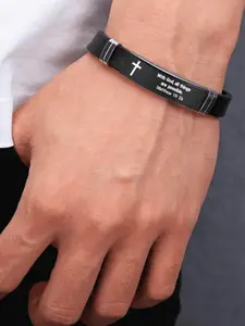 Bible Verse Engraved Cross Bracelet, Fashionable Silicone Wristband for Men & Women, Trendy All-match & Exquisite for Birthday Gift