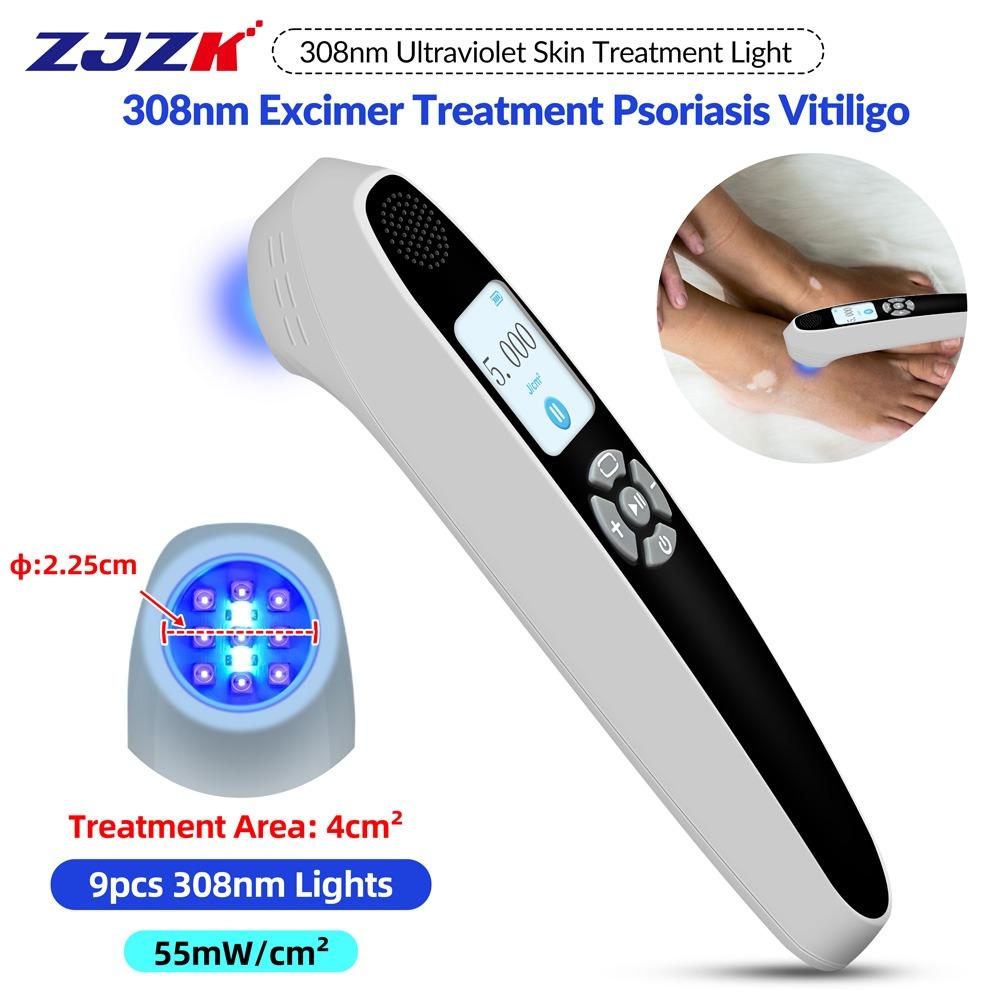 ZJZK 9 Diodes 308nm UVB Excimer Phototherapy Device, 55mW/cm² High Energy Density, Handheld Blue Light Skin Treatment, Targeted Therapy for Vitiligo, Psoriasis, Eczema, Atopic Dermatitis, Portable Home Use for Skin Disorders