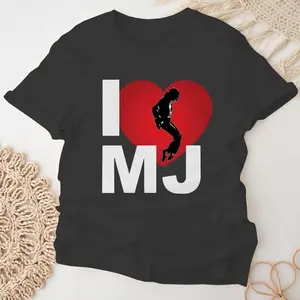 I Love MJ Shirt, Michael Jackson Fan Tee, King of Pop Tribute, MJ Heart Graphic T-Shirt