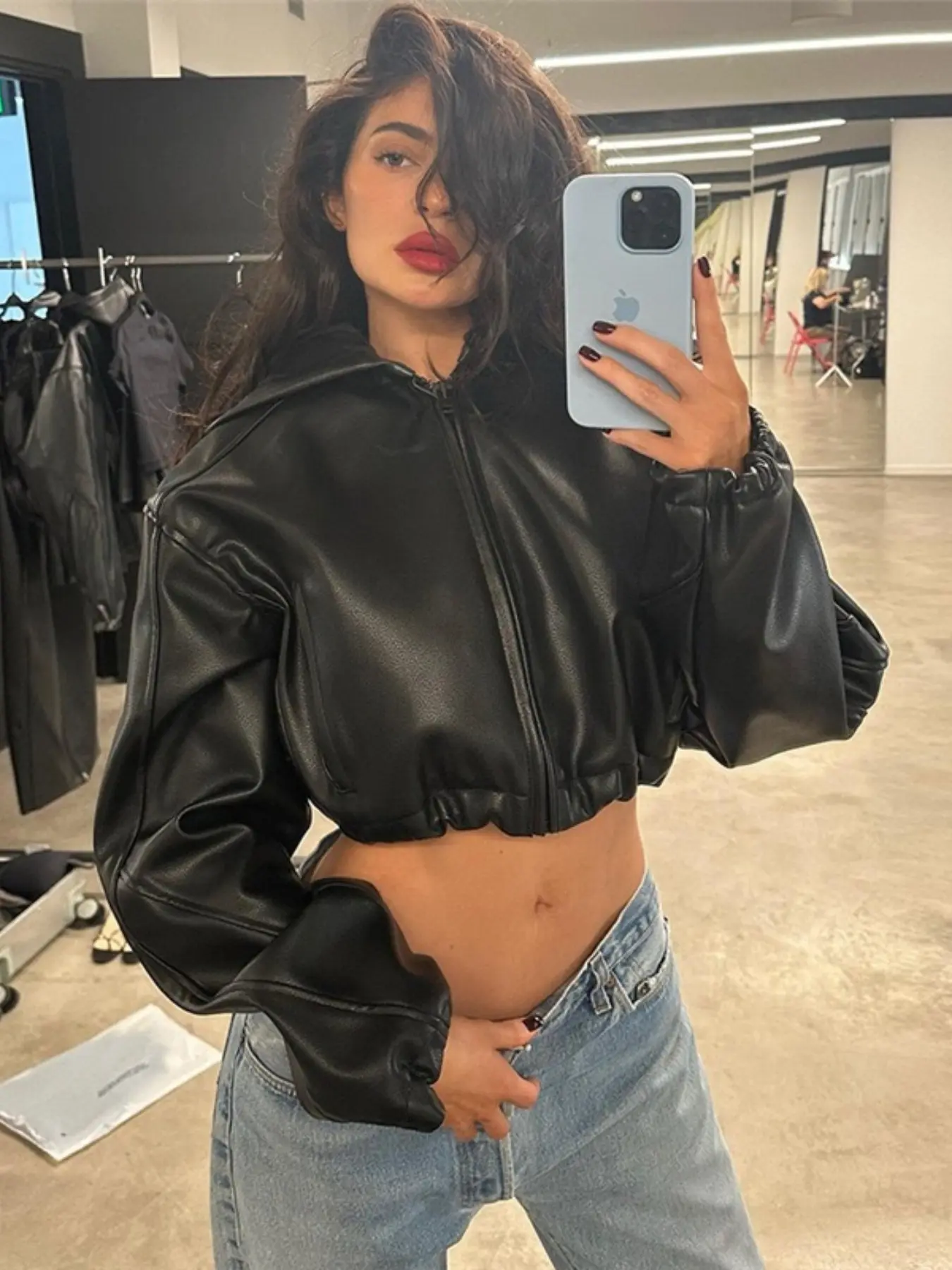 khy cropped leather jacket - TikTok Shop