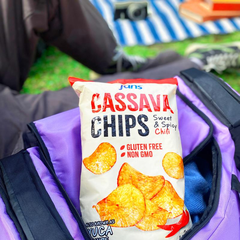 Jans Cassava Chips Sweet & Spicy Chili Flavor 8oz (Pack of 2) — Crunchy Yuca Chips | Cassava Balado