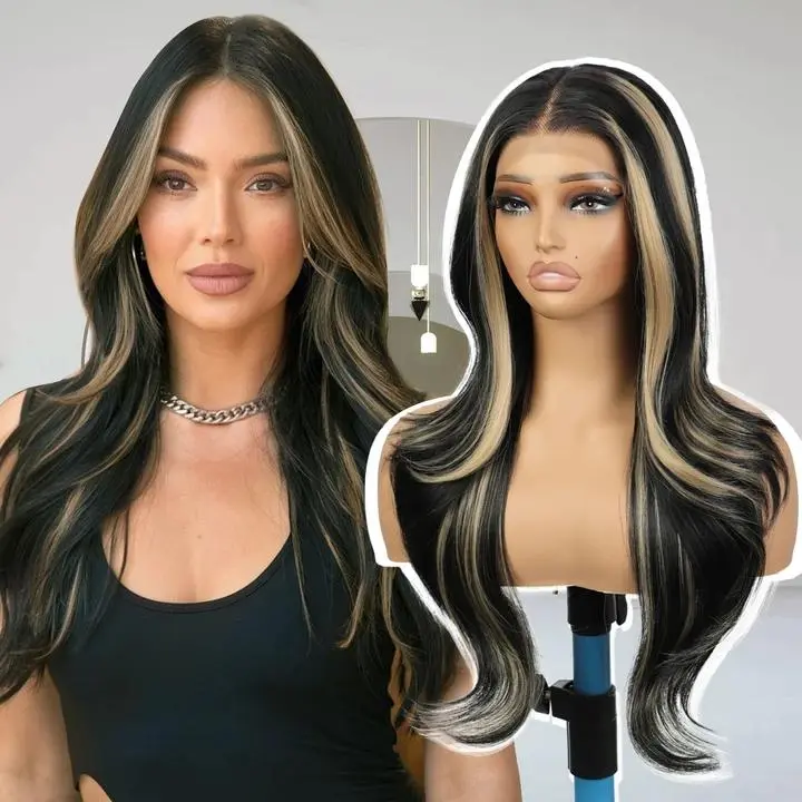 Black Blonde Skunk Stripe -26 Inch