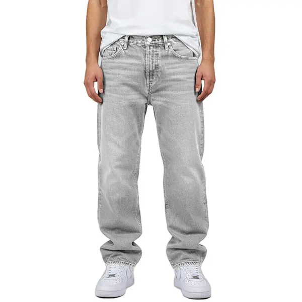 Men's Loose Fit Baggy Denim Jeans Pants Streetwear Cotton