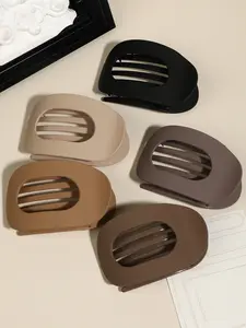 5pcs retro color matching simple hollow oval non-slip hair clip, Claw Clips, ladies strong fixed daily back of the head hair clip, versatile elegant matte frosted style, suitable for autumn and winter