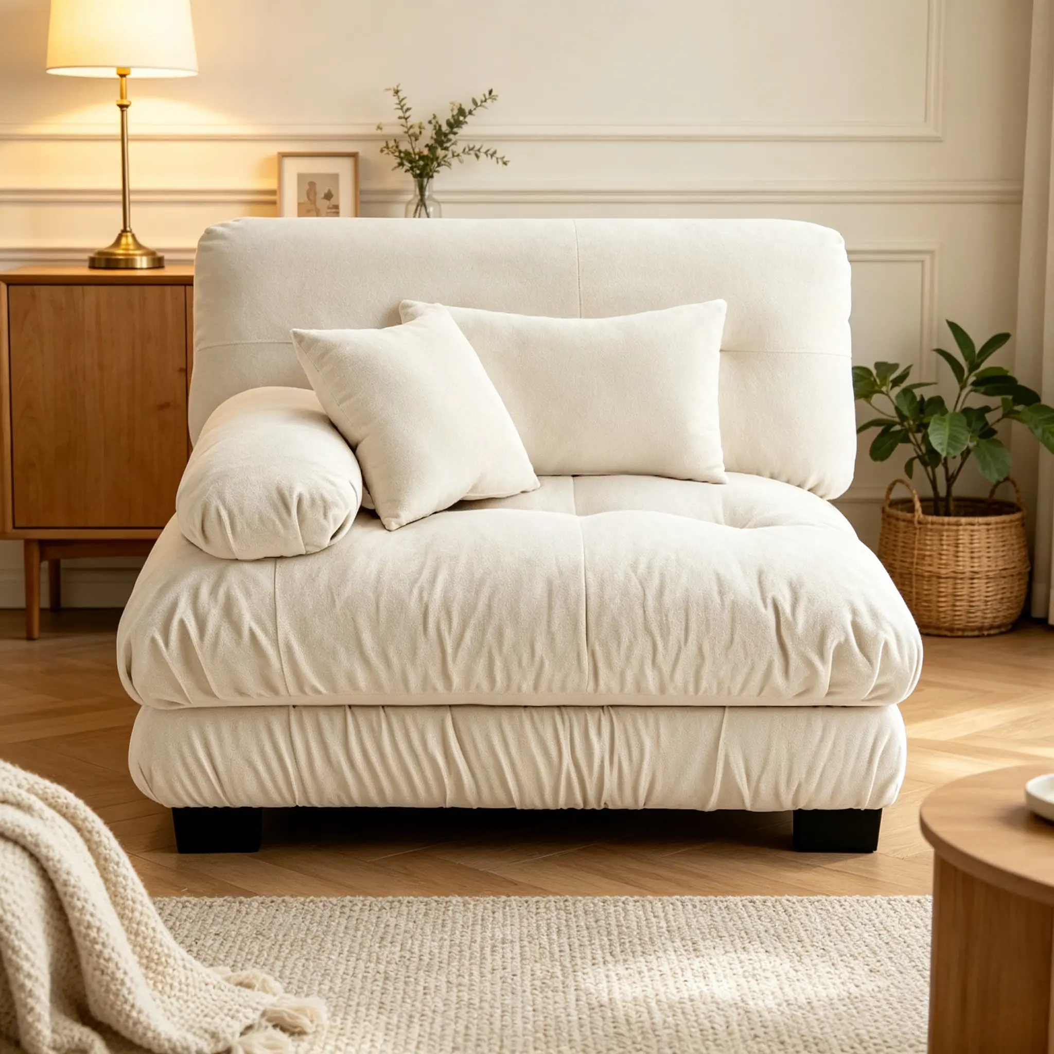 Modular Cloud Lazy Sofa, Oversized Comfy Chenille Accent Chair with Pillows, Deep Seat Single Sofa for Living Room Bedroom Apartment