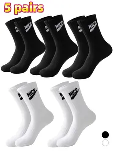 5 Pairs Breathable Crew Socks | Moisture Wicking Comfort | NICE Trendy Unisex Socks | Streetwear for Spring/Summer | Versatile for Daily, Travel, Work & Sports