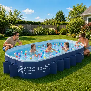 Mandla 10ft Foldable Garden Tub, Non-Inflatable Above Ground Swimming Pool, Rectangular Outdoor Backyard Poolfor Family Summer