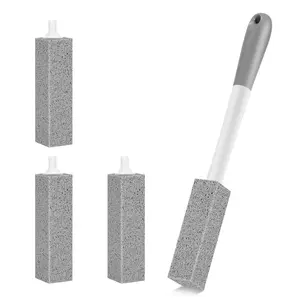 Toilet Pumice Stone with Long Handle, Porcelain-Safe Stain Remover, No-Touch Replaceable Heads, Reusable & Dirt-Resistant, Easy to Clean, Toilet Wand