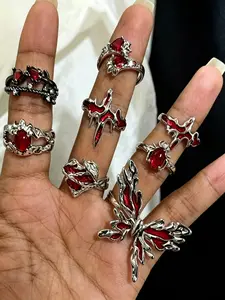 Punk Style Star & Heart & Butterfly  Design Stacking Ring Set, Gifts for Her, Goth Girl Jewelry, Holloween Rhinestone Decor Y2k Adjustable Ring, Fashion Accessories for Men & Women, Trendy All-match & Exquisite Jewelry for Birthday Gift