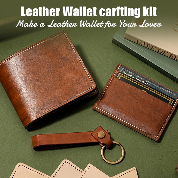 Harxvto Men's Wallet Leather Craft Tools Set Video Tutorials for Wallets Card Holders Handmade Smooth Leather, Classical Style Durable Retro Short Multi-function Credit Card Holder Perfect Gift