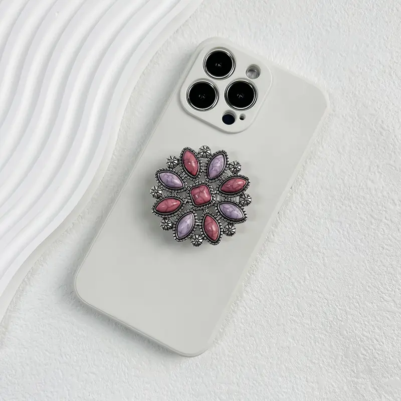 Color matching Elegant turquoise phone grips Foldable adhesive phone holder socket grip for iPhone 15 pro 16 17promax Fashion Phone Accessories