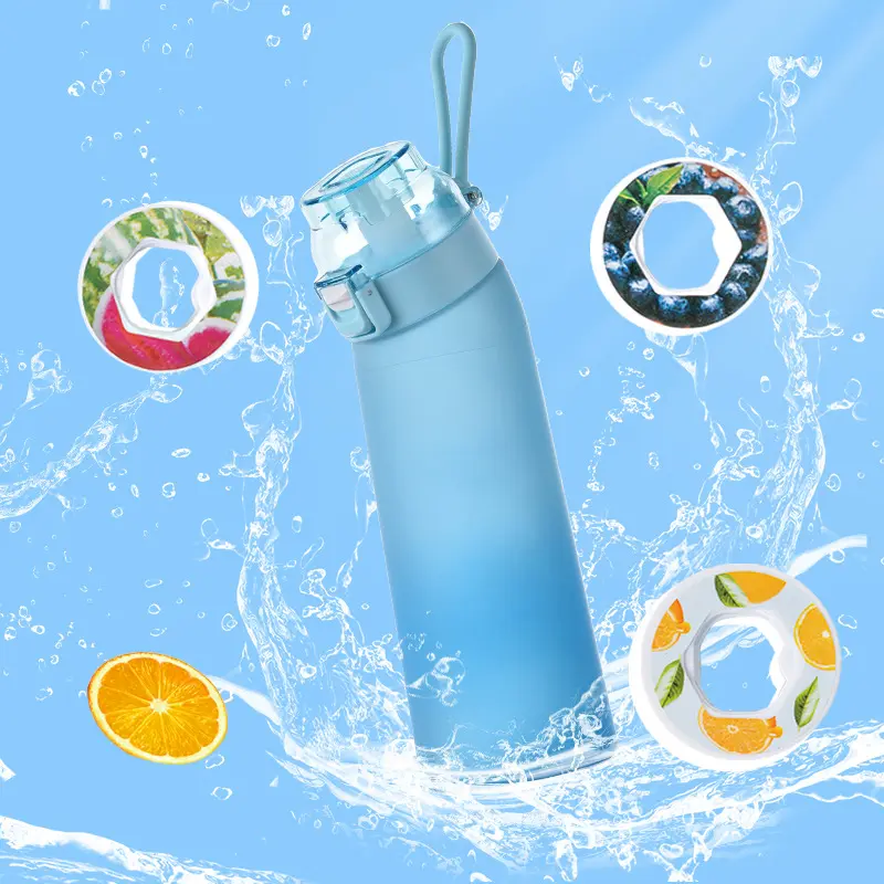 air water bottle, 7 Flavour 750ml with Time Reminder, Leak-proof Lid, and Fast-flow Technology - BPA Free Tritan Material Perfect for Sports, Gym, and Outdoor Activities Drink Drinkware Leakproof Mug Cup