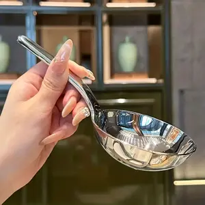 1pc Large-Head Soup Ladle, Easy-to-Clean Stainless Steel - Suitable for Making Soups, Frying Dishes - Space-Saving Design, Modern Tableware, Reflective Surface, Chinese Soup Spoon, Asian Soup, Kitchenware Stainless Steel