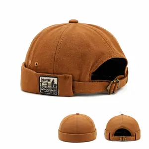 1/2 Pack brimless hats, vintage solid color melon skin hats, canvas adjustable landlord hats, American workwear canvas berets,