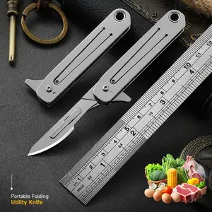 Folding knife Stainless steel utility knife Portable compact pocket knife Fruit knife Keychain pocketknife Unpacking and unpacking express knife