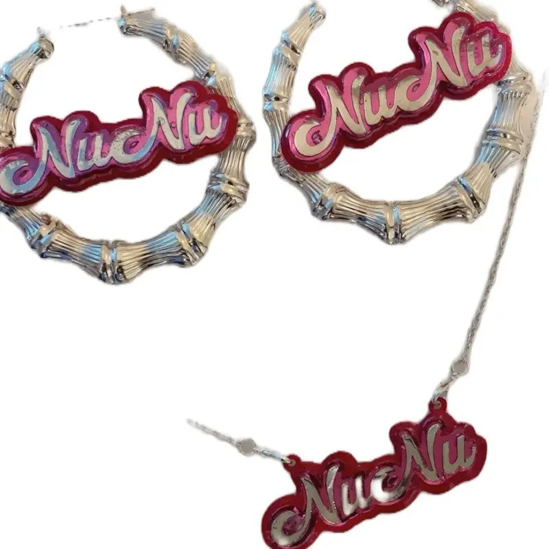 Custom Hoop Earrings & Chain Set