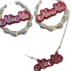 Custom Hoop Earrings & Chain Set