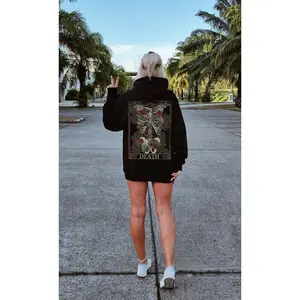 Death Front and Back Print Tarot Card Hoodie, Dark Cottagecore Anatomy Shirt, Gothic Skeleton Tarot Sweatshirt, Witchy longsleeveshirt Goblincore Sweater