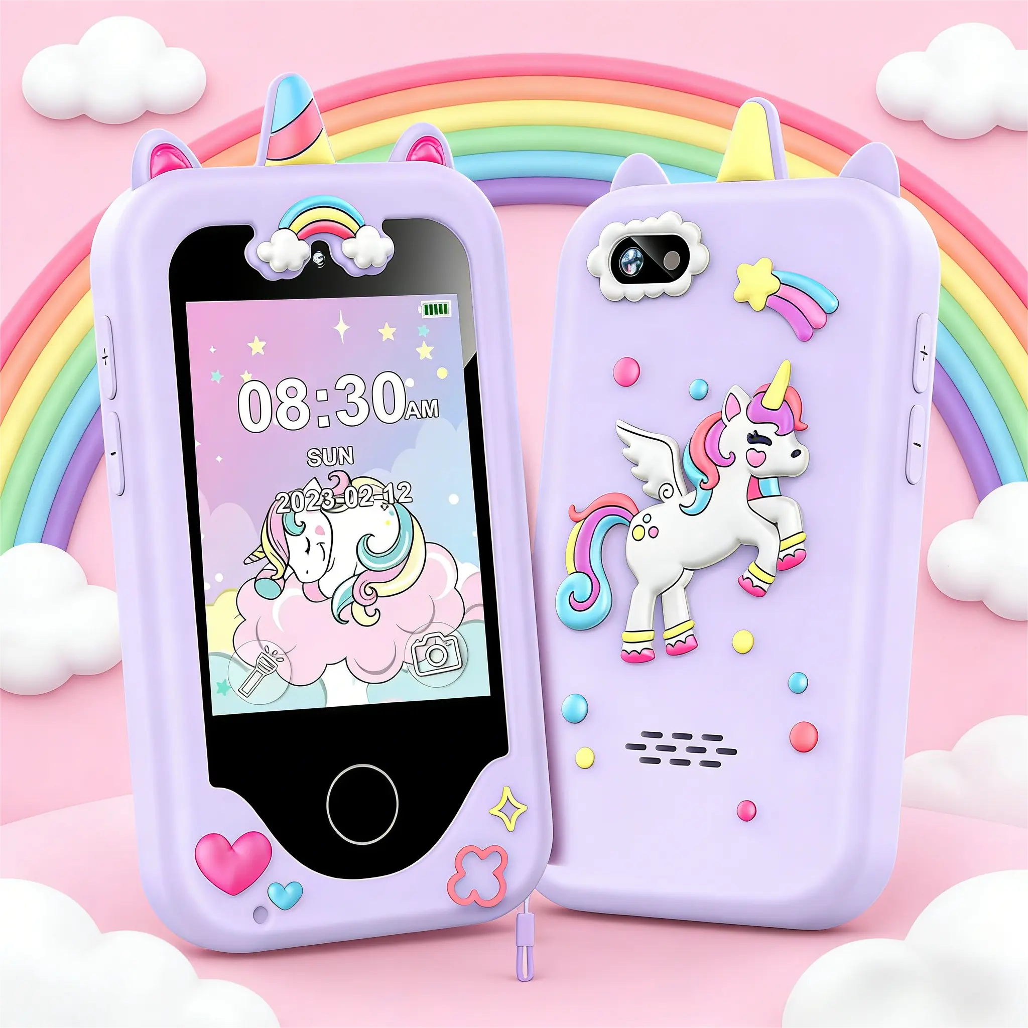 Summervibes Kids Smart Phone for Girls boys, Christmas Birthday Gifts Age 3-10 Kids Toys Cell Phone, 2.8" Touch with Dual Camera, Game, Music Player,little one, Travel with MP3 Music Player,8GB Card,Children's Day Gifts